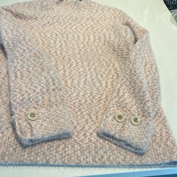 Elena Wang Soft Pastel Pink Mock Neck Sweater Size L - Picture 12 of 16